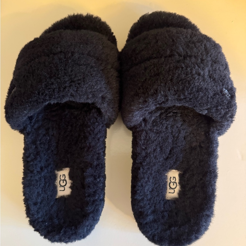 UGG Black Slippers, Size 7, never warn.  No box, smoke free home.